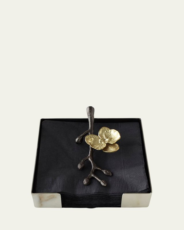 Gold Orchid Cocktail Napkin Holder
